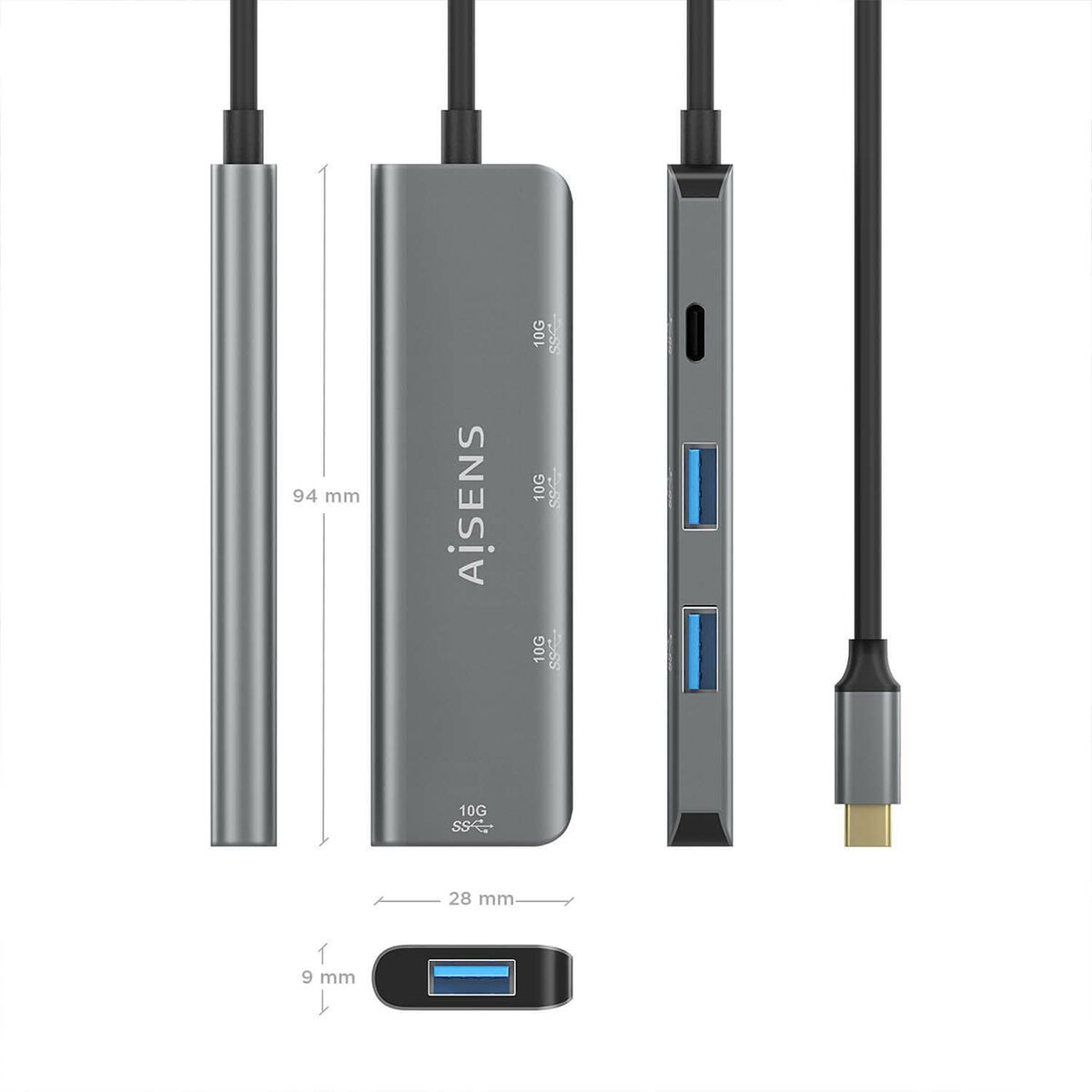 USB-keskitin Aisens A109-0764 Harmaa (1 osaa)